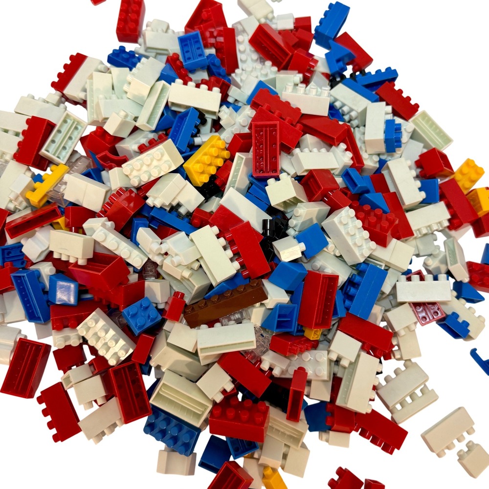 Brix Blox‎ Building Bricks Bulk Lot Vintage Interlocking Blocks Red Blue White